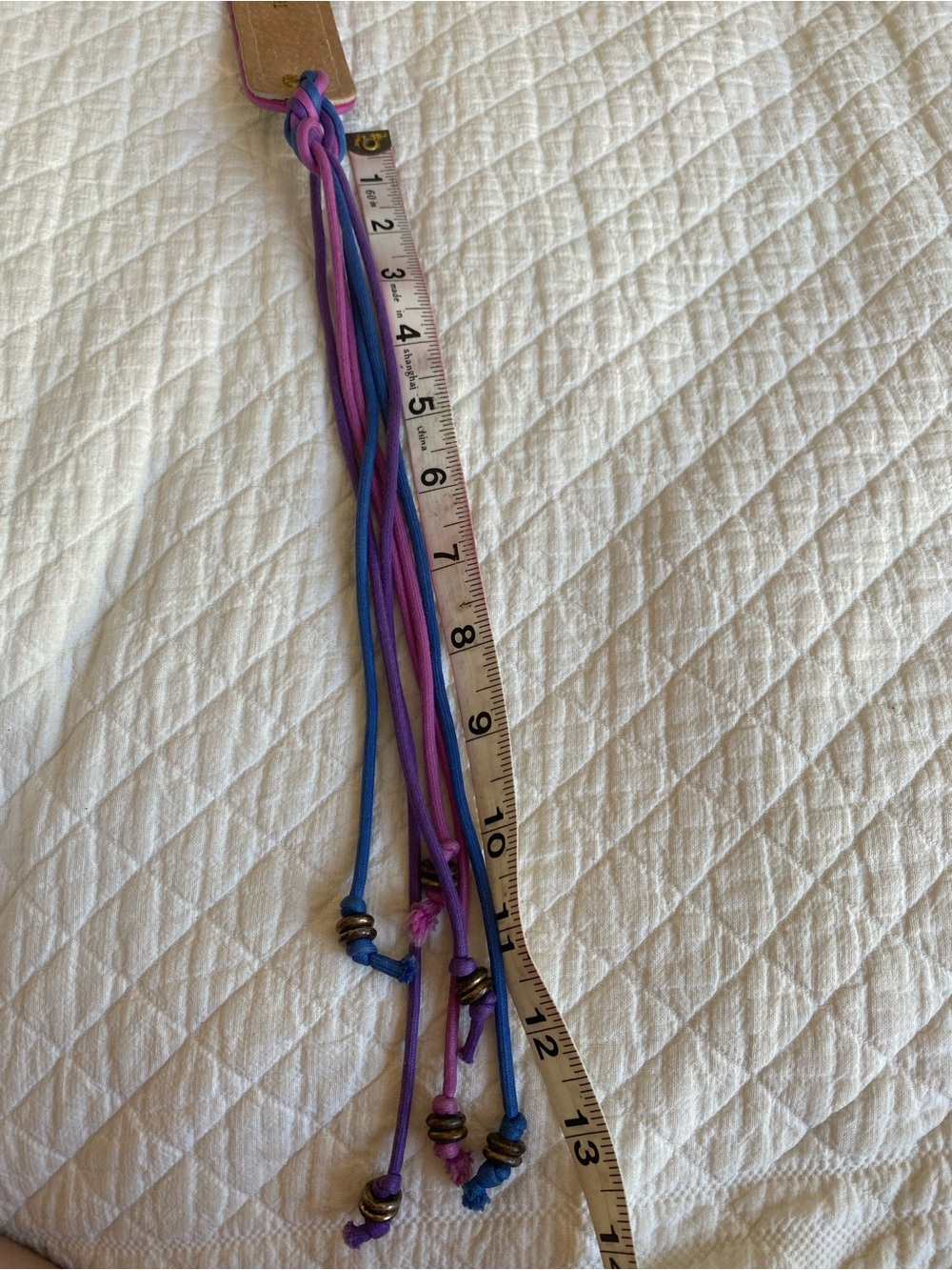 Boho Concho Purple Blue Woven Tapestry Belt Tassels Bead VTG Festival Western M - Picture 8 of 16